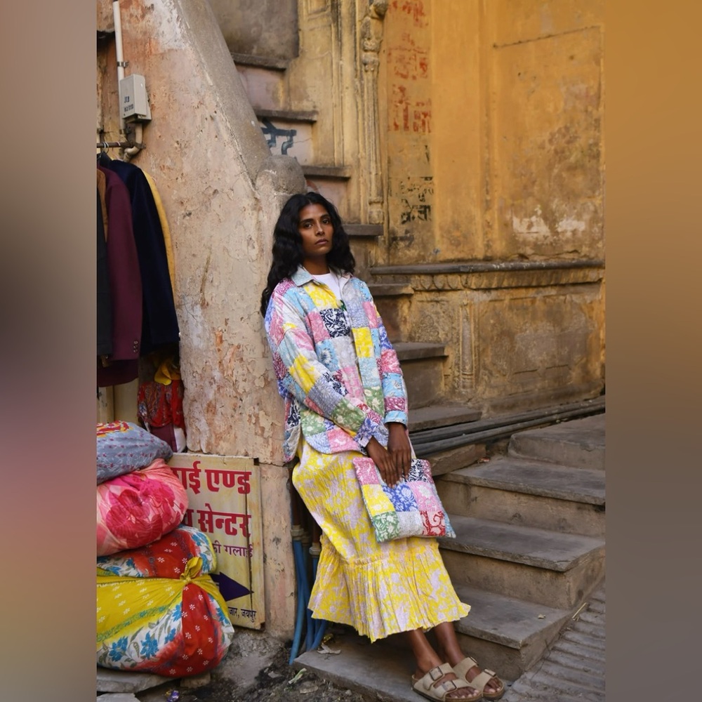 Patchwork Quilted Oversized Multicolor Jacket - Picture 3 of 11